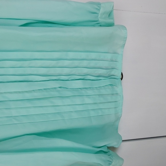 Sellecca Vintage Lite Blue Chiffon Pleated Pearl Embroidered Collar Blouse Sz.16 - Picture 3 of 8